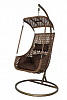 Кресло подвесное большое Кокон F-06 (Коричневый ротанг/Темно-коричневая подушка)