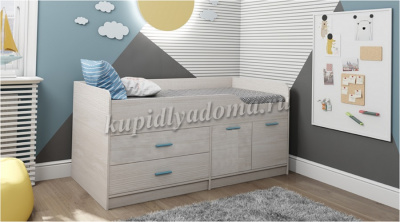 Кровать с комодом и шкафом Каприз-16 (Анкор белый)