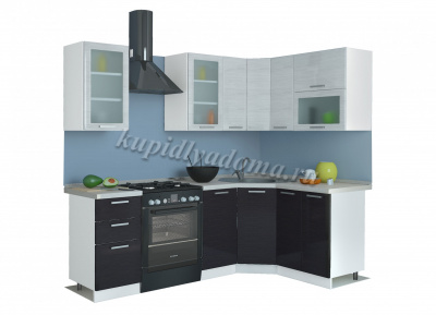 Кухня Равенна Стайл угловая 1,65*1,45 (Титан белый/Титан черный)